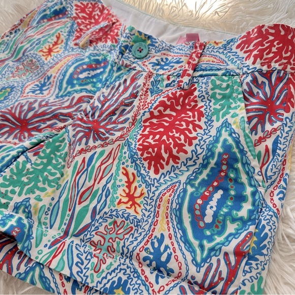 Lilly Pulitzer Callahan Shorts Let Minnow Coral Reef Print Size 00 NWT - Picture 11 of 12